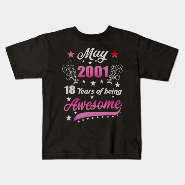 Born in May 2001 19th Birthday Gifts 19 Years Old Kids T-Shirt by teudasfemales